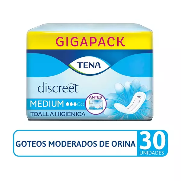 Toalla Higienica Tena Discreet Medium 30 Und