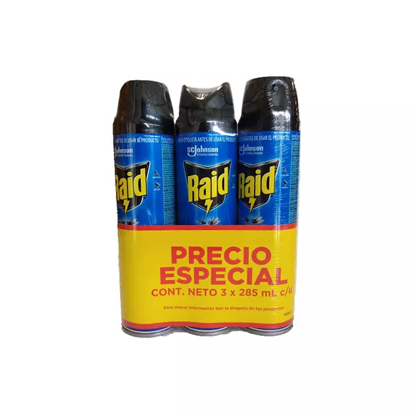 Insecticida Raid Voladores 285ml*3