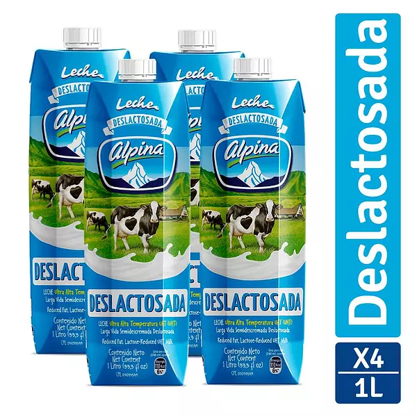 Leche Alpina Deslactosada Fourpack 1l