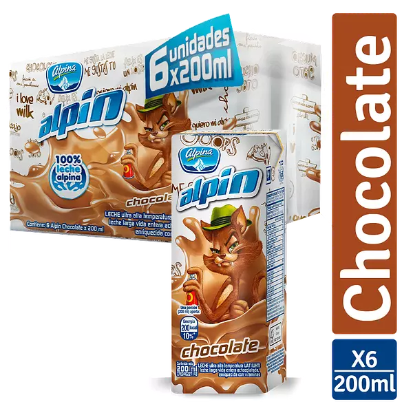 Leche Saborizada Alpin Chocolate Sixpack 200ml