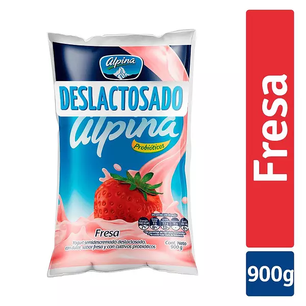 Yogurt Alpina Deslactosado Fresa 900ml