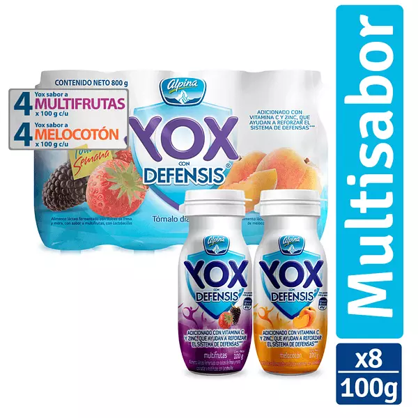 Alimento Lacteo Yox Sin Azucar Multipack*8 100g