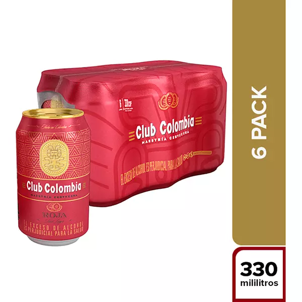 Cerveza Club Colombia Roja Sixpack Lata 330ml