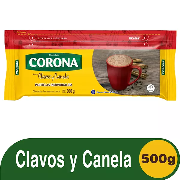 Chocolate Corona Resellable Clavo y Canela 500g