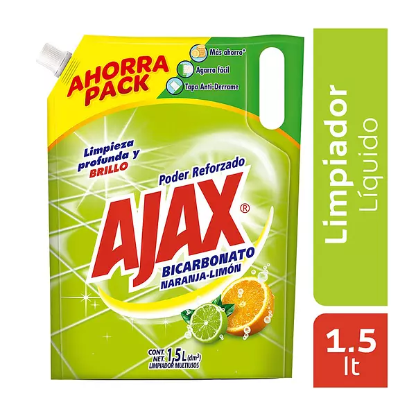 Limpia Pisos Ajax Bicarbonato Naranja Limón Doypack 1.5l