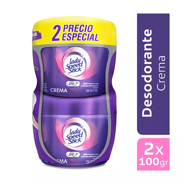 Desodorante Crema Lady Speed Stick Talc Duo 100g