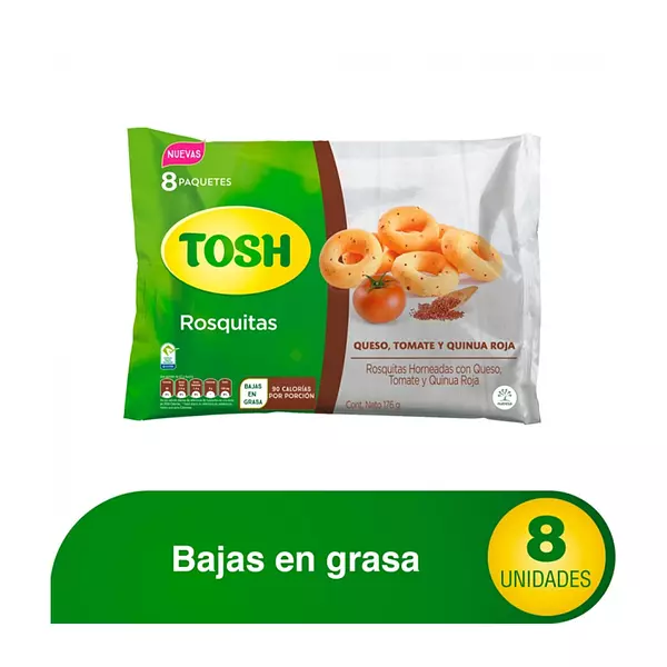 Pasabocas Tosh Rosquitas Tomate y Quinua 22g*8 Und