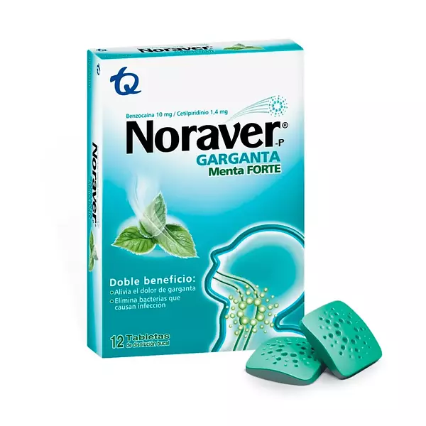 Noraver Garganta Menta 12 Tabletas