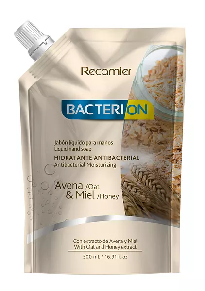 Recamier Jabon Liquido Bacterion x 500ml Avena y Miel