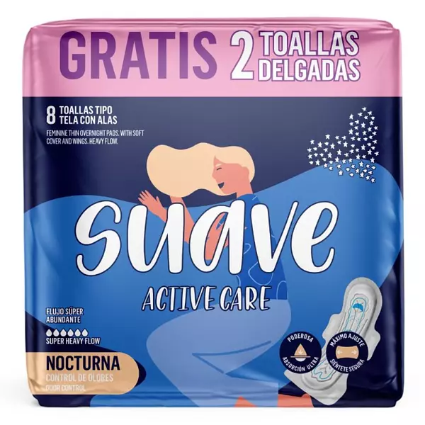 Toalla Higienica Suave Active Care Nocturna 8 + 2 Und