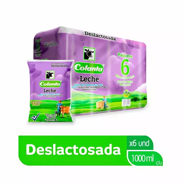 Leche Colanta Deslactosada Sixpack 6*1000ml