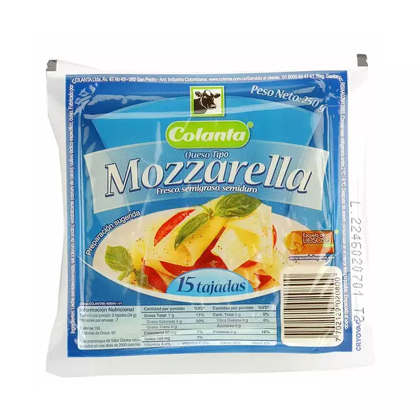 Colanta Queso x 250g Tajado Mozarella