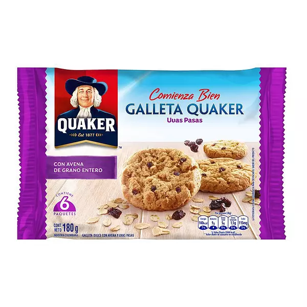 Galleta Quaker Integral Pasas Sexta 30g