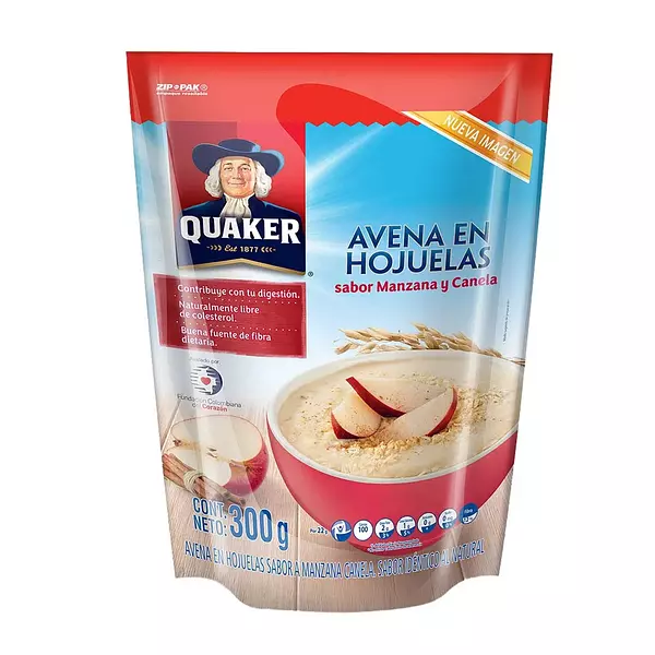 Avena Quaker Hojuelas Manza Zip Pak 300g