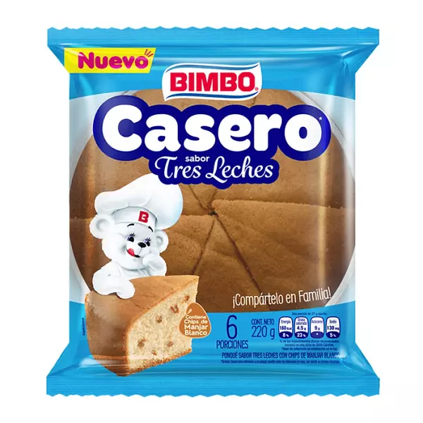 Ponque Bimbo Casero Tres Leches 220g