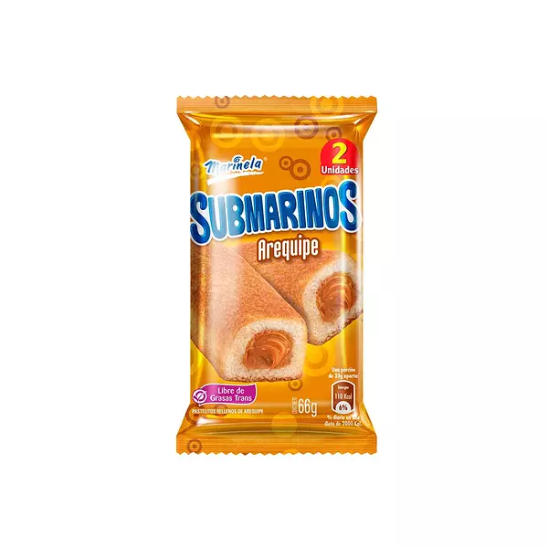 Ponque Submarinos Marinela Arequipe 60g