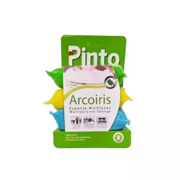 Esponja Pinto Arcoiris Multiusos Tripack