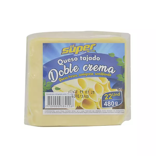 Queso El Super Doble Crema Tajado 480g