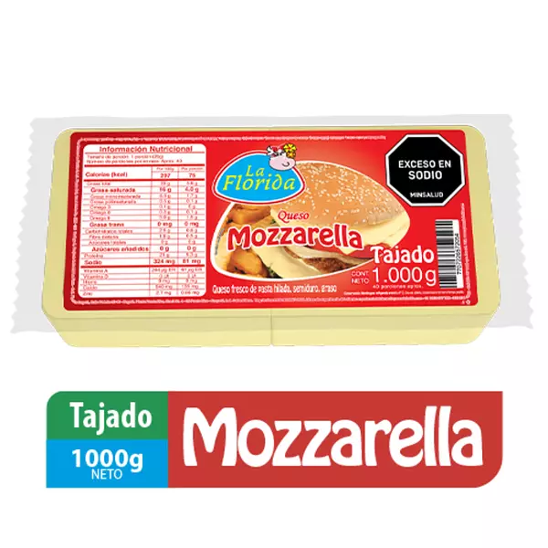 Queso La Florida Mozzarella Tajado 1000g