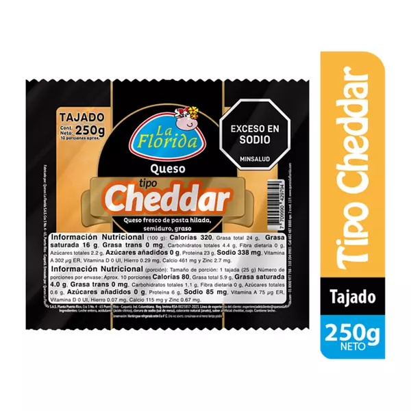 Queso La Florida Sandwich Chedar Tajado 250g