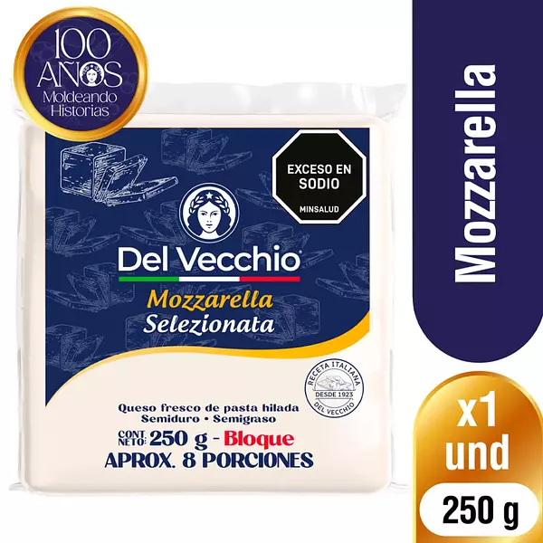 Queso Del Vecchio Mozzarella Bloque 250g