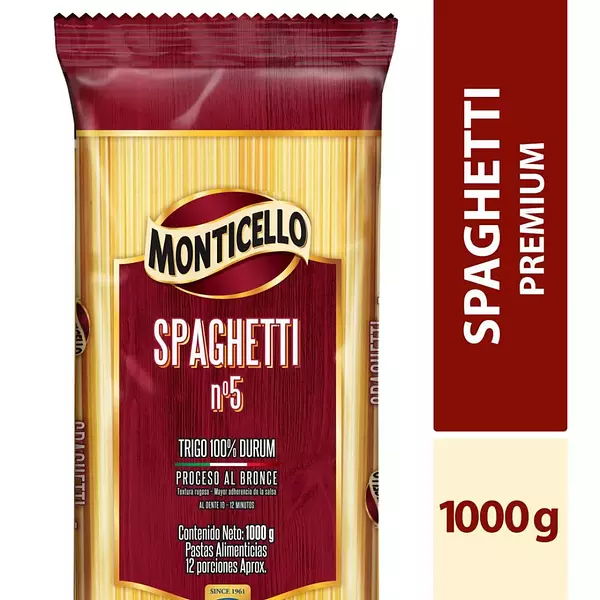 Pasta Monticello Spaguetti Nº 5 1000g