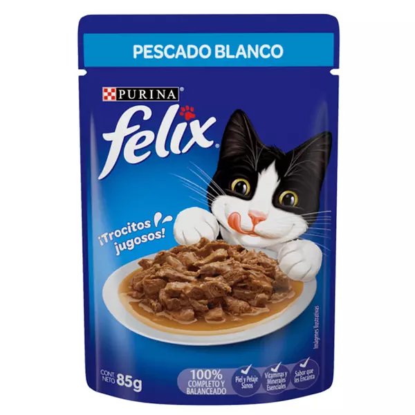 Alimento Para Gatos Felix Humedo Con Pescado Blanco 85g