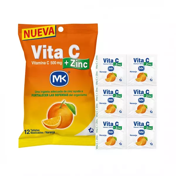 Vitamina C De M K 500mg X 12 Naranja + Zinc