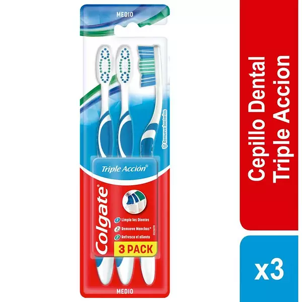 Cepillo Dental Colgate Triple Accion Medio Tripack