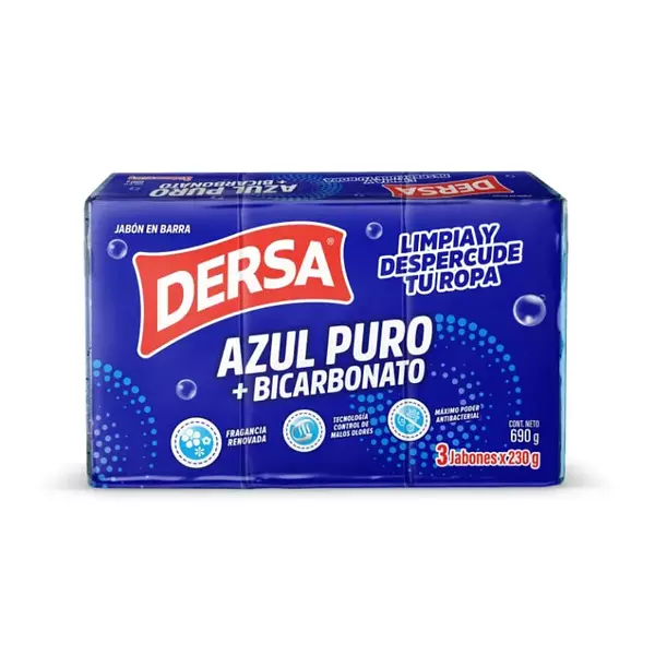 Jabon Dersa Azul Puro + Bicarbonato 3*320g