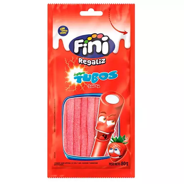 Gomas Fiini Tubos De Fresa Acidos 80g