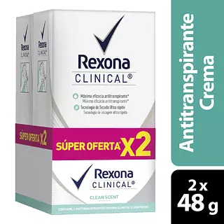Desodorante Rexona Women Clean Clinical 2*48g