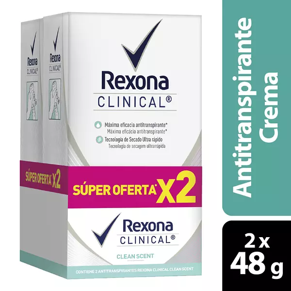 Desodorante Rexona Women Clean Clinical 2*48g