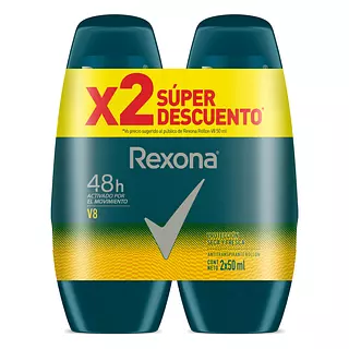 Desodorante Rexona Men Duo X 50ml Rollon V8