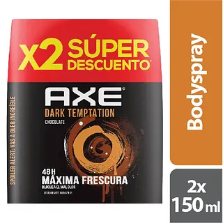 Desodorante Axe X 150ml X 2 Body Spray Dark Temptation